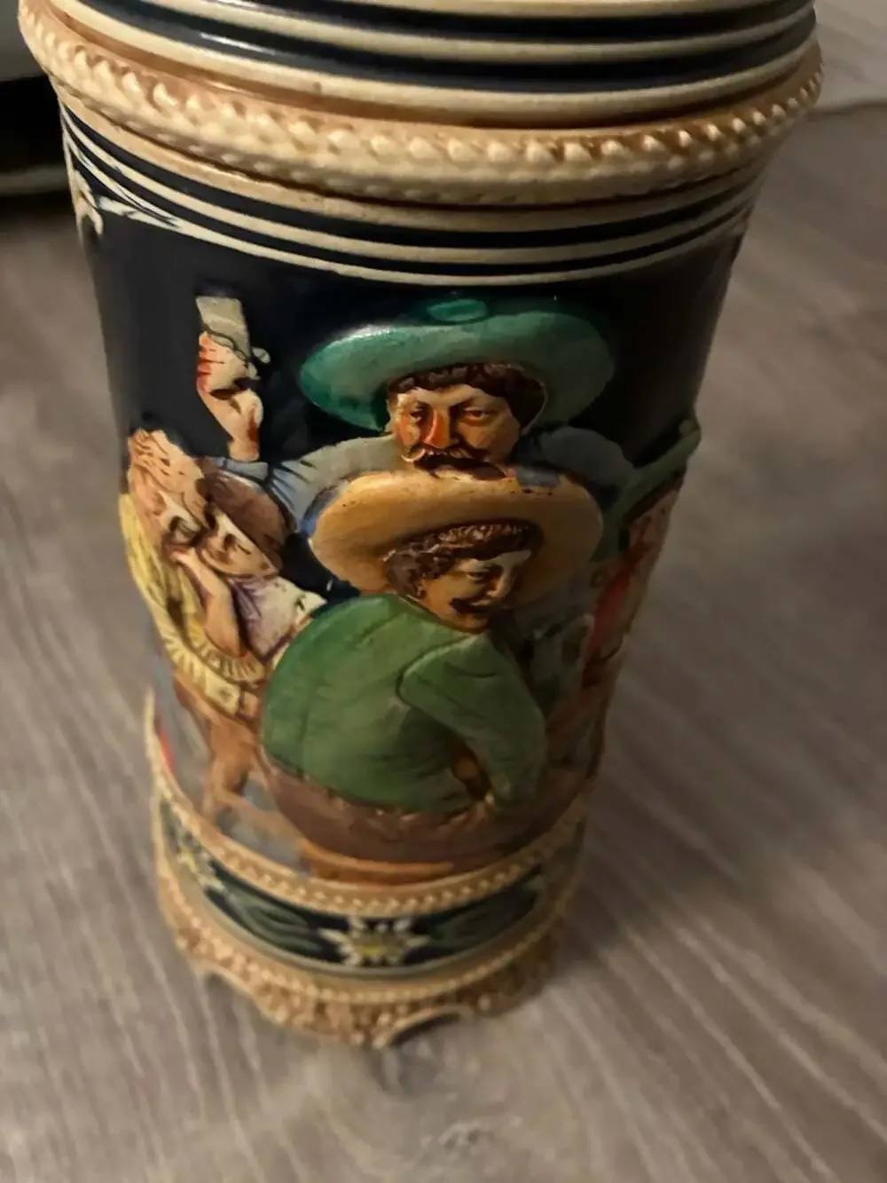 Vintage German Musical Box Souvenir Lidded Beer Stein Famous Cities of Germany